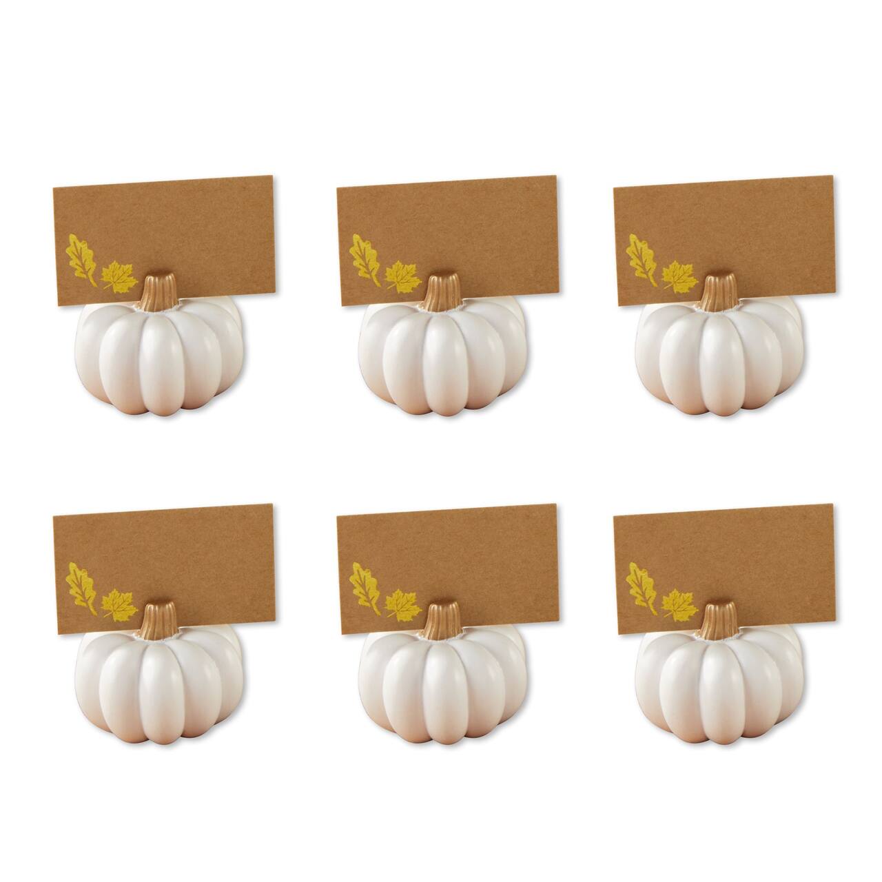 Kate Aspen White Pumpkin Place Card Holder Set, 6ct.